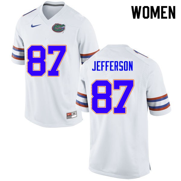 Women #87 Van Jefferson Florida Gators College Football Jerseys White
